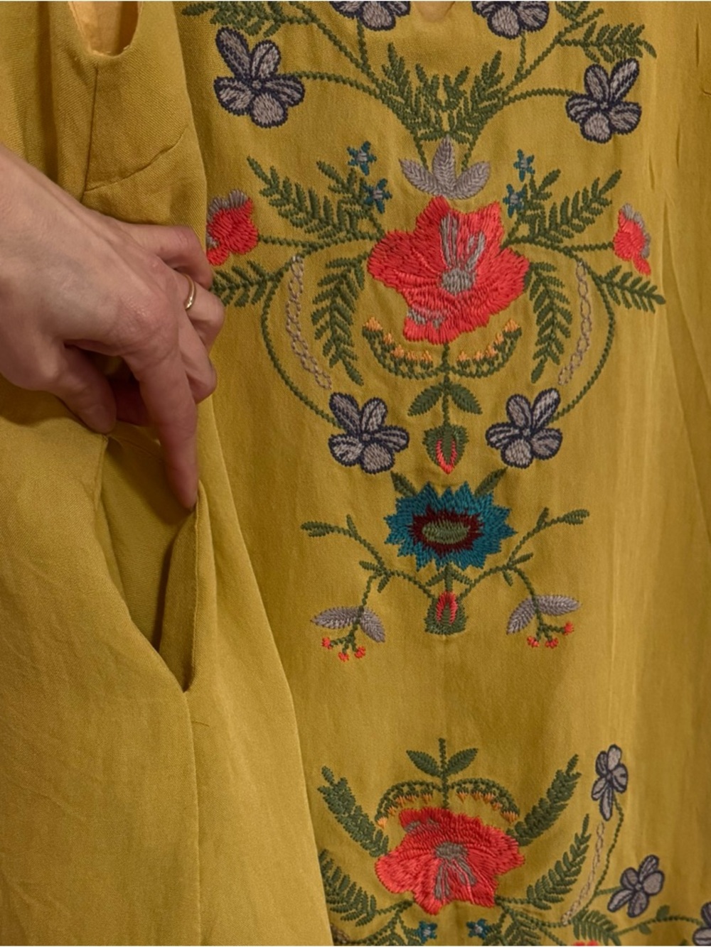 Umgee Sweet As Honey Boho Floral Embroidered Sleeveless Mini Shift Dress Tunic M - Picture 6 of 9
